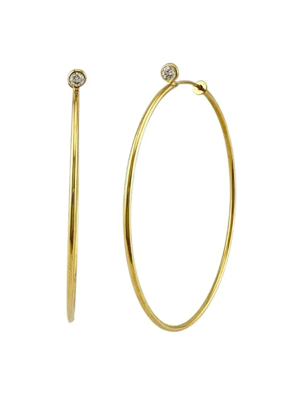 Tiffany & Co Diamond Hoop Earrings 18k Gold Vintage